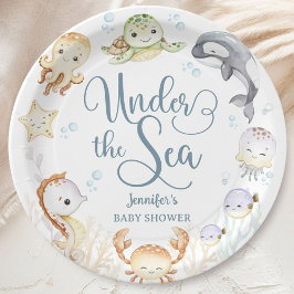 Plato De Papel Gender Neutral Ocean Baby Shower Gender Neutral 