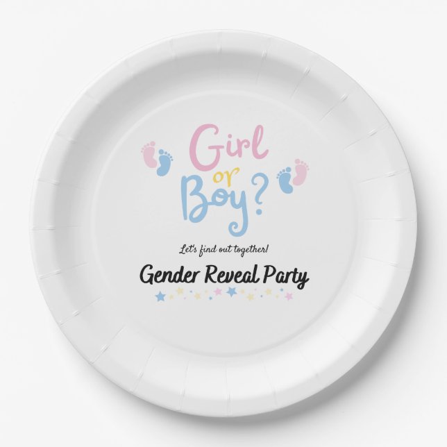 Plato De Papel Gender Reveal Boy or Girl? (Anverso)