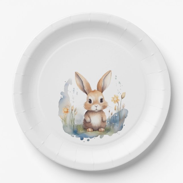 Plato De Papel Género de los conejos Neutrales (Anverso)