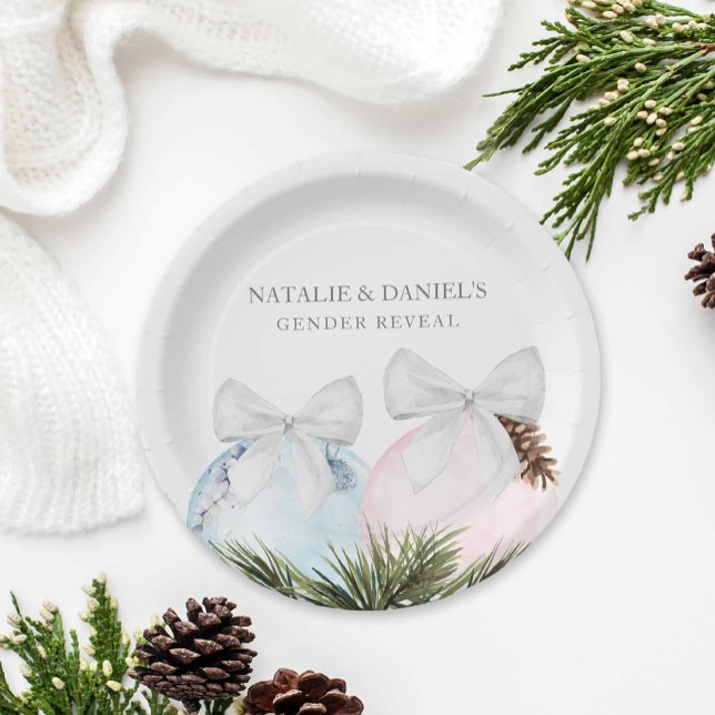 Plato De Papel Género de los navidades revela placas de papel Bab (Christmas Gender Reveal Paper Plates)