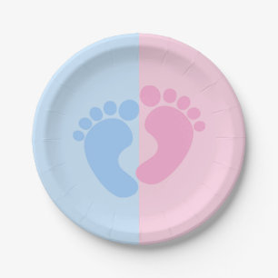 Plato De Papel Género de niño o Chica revela alimentación de bebé