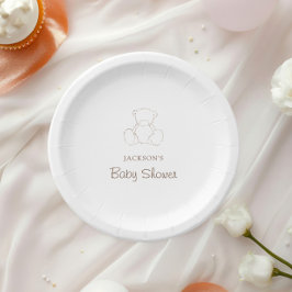 Plato De Papel Género del oso Baby Shower Minimalista neutral