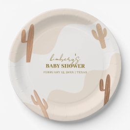 Plato De Papel Género Neutral Moderno Boho Cactus Baby Shower