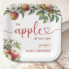 Plato De Papel Género neutro de caída Baby Shower de Apple