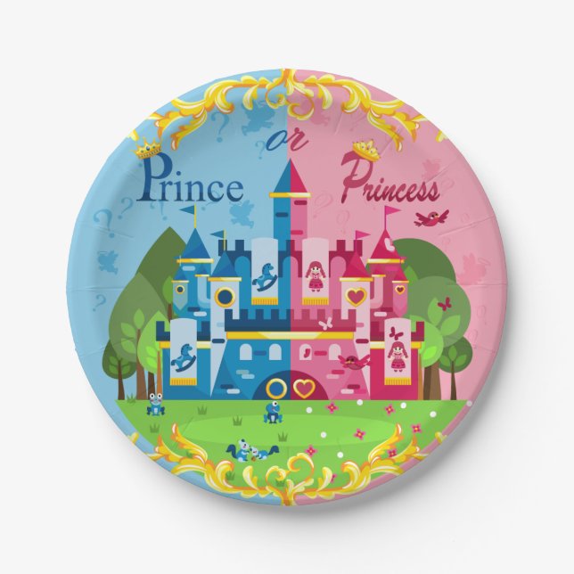 Plato De Papel Género Prince o Princess Reveal 9" Plates (Anverso)