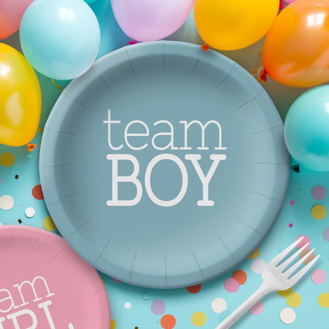 Plato De Papel Género Revelar Baby Shower - Team Blue Boy (Personalized Party Plates)