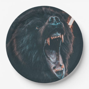 Plato De Papel Gente de oso enojado joven de oso negro