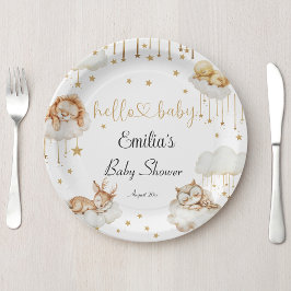 Plato De Papel Gentle Gold Dreamy Woodland Creations Baby Shower