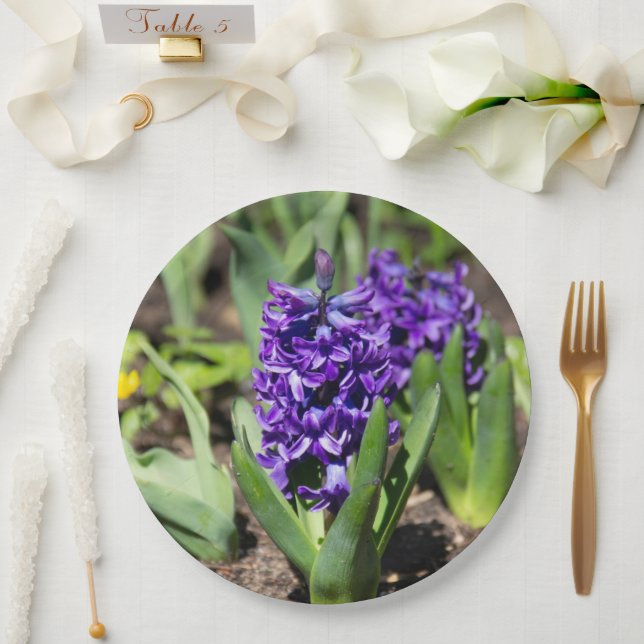 Plato De Papel Geocinth azul en primavera (Boda)