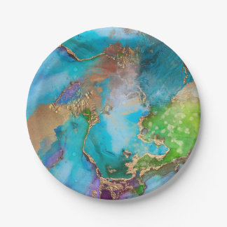 Plato De Papel Geode faux dorado púrpura agre gema