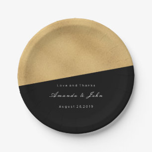 Plato De Papel Geometría de la Boda de novias Black Gold Pastel M