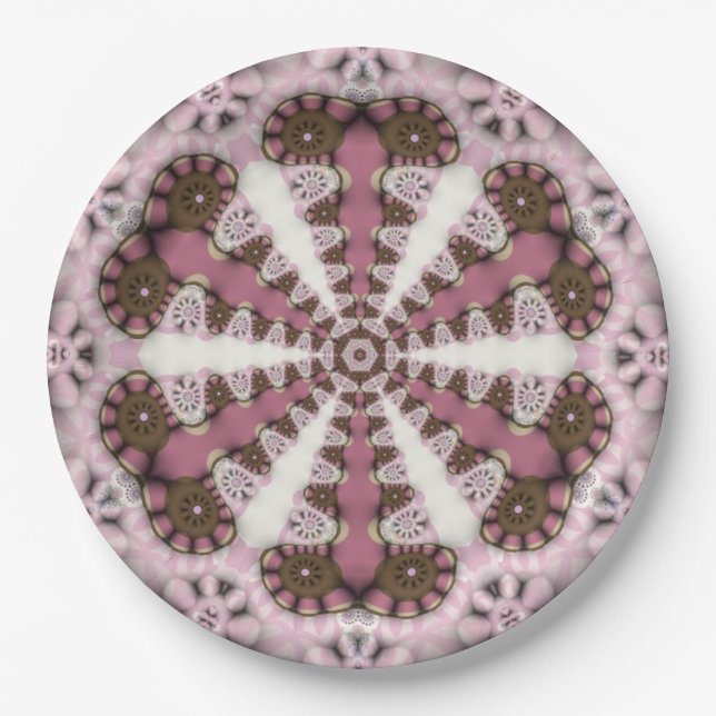 Plato De Papel Geometría País Tierra Rosa Mandala (Anverso)
