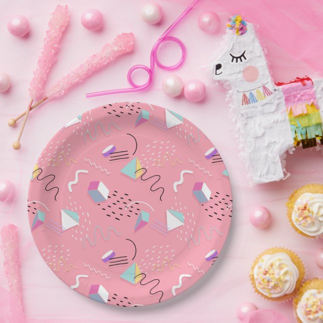 Plato De Papel Geometría y calamares de los años 90 (Fiesta)