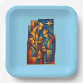 Plato De Papel Geometric Magi - Three Wise Men Christmas Star Art