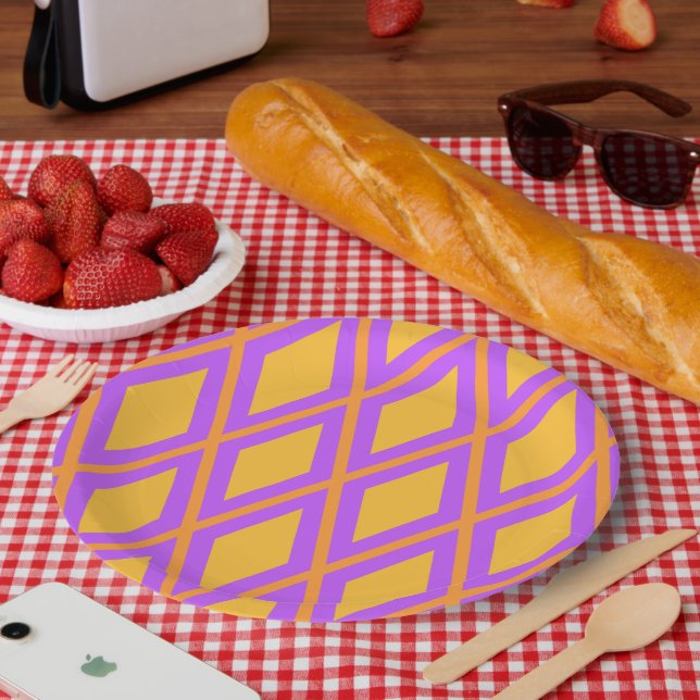 Plato De Papel Geometric Pattern (Picnic)