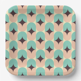 Plato De Papel Geometric pattern of teal, beige, and black shapes