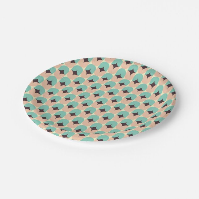 Plato De Papel Geometric pattern of teal, beige, and black shapes (Angular)