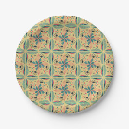 Plato De Papel geometric pattern with blue and green floral