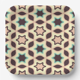 Plato De Papel  Geometric pattern with star shapes in brown and t