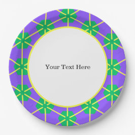 Plato De Papel Geometric Starburst in Purple, Green and Yellow