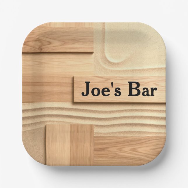 Plato De Papel Geometric Wood On Sand Design (Anverso)