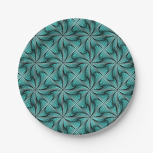 Plato De Papel Geométrica 3D Espiral Giro Turquesa Verde