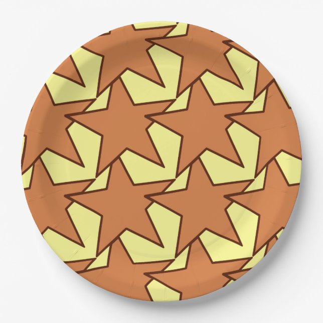 Plato De Papel Geométrica de estrella moderna - caramelo y amaril (Anverso)