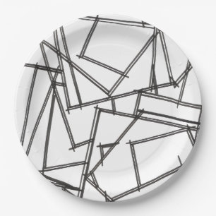 Plato De Papel Geométrico en blanco y negro-moderno minimalista