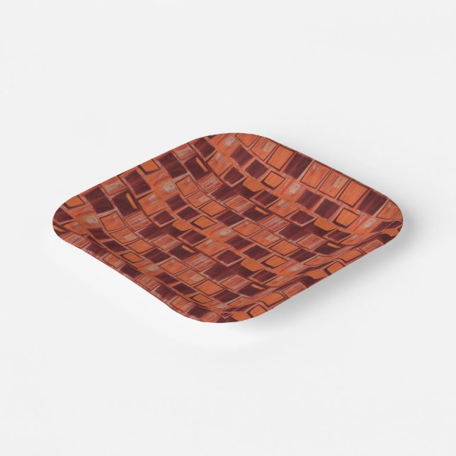 Plato De Papel Geométrico rojo y Naranja (Angular)
