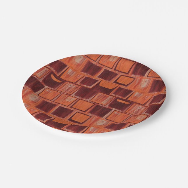 Plato De Papel Geométrico rojo y Naranja (Angular)