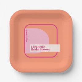 Plato De Papel Geométrico Rosa y Naranja