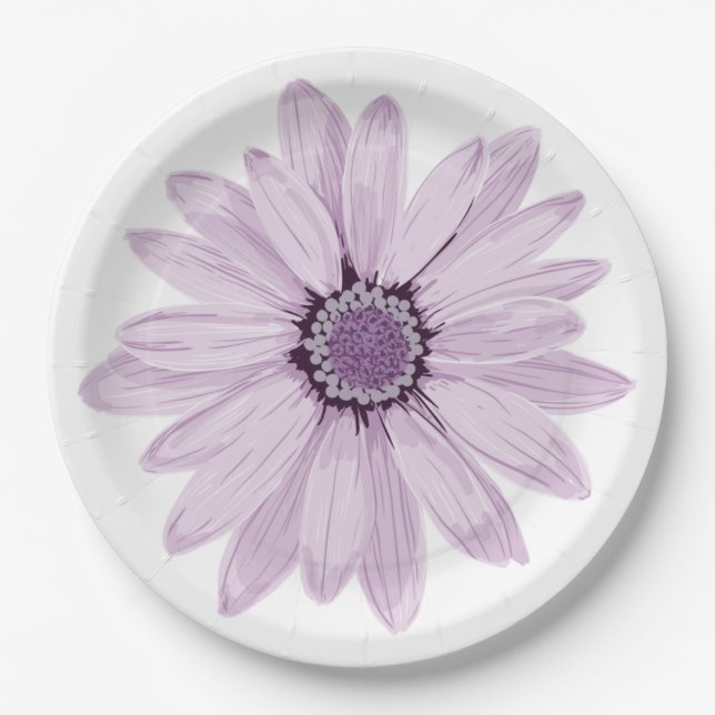 Plato De Papel Gerbera Morada Hermosa (Anverso)