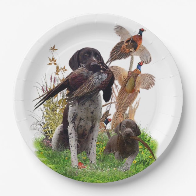 Plato De Papel German Shorthaired Pointer    Sticker (Anverso)