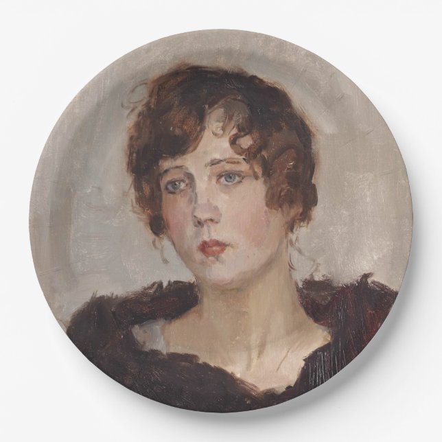 Plato De Papel Gertie en un catre de pieles (por Isaac Israels) (Anverso)