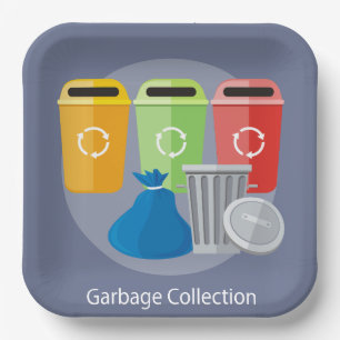 Plato De Papel Gestión de residuos de recogida de basura Reciclaj