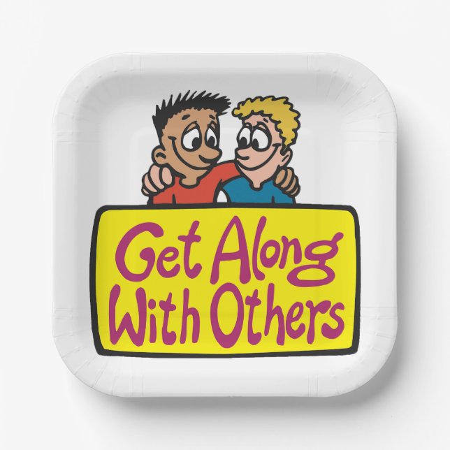 Plato De Papel Get Along With Others Friends Kindness and Unity (Anverso)