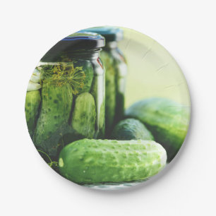 Plato De Papel Gherkins Food Pickles Dill Cucumber Green