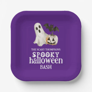 Plato De Papel Ghost Bat Bat Spookeen Halloween Bash Purple