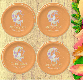 Plato De Papel Ghost Boo Moon Spooky Un Niño Halloween Cumpleaños