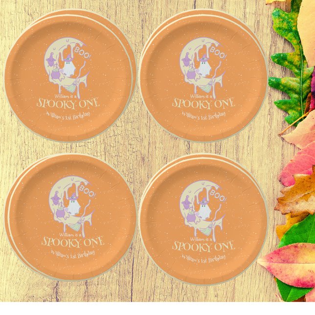 Plato De Papel Ghost Boo Moon Spooky Un Niño Halloween Cumpleaños (Subido por el creador)