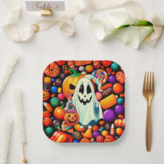 Plato De Papel Ghost Candy Halloween (Boda)