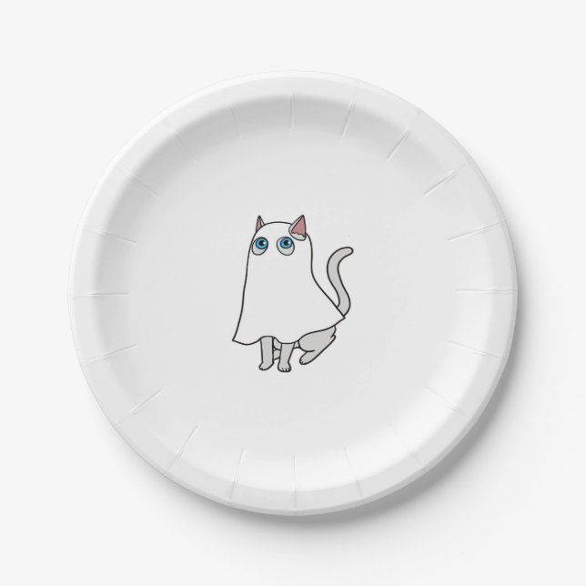 Plato De Papel Ghost Cat Classic T-Shirt_1 (Anverso)
