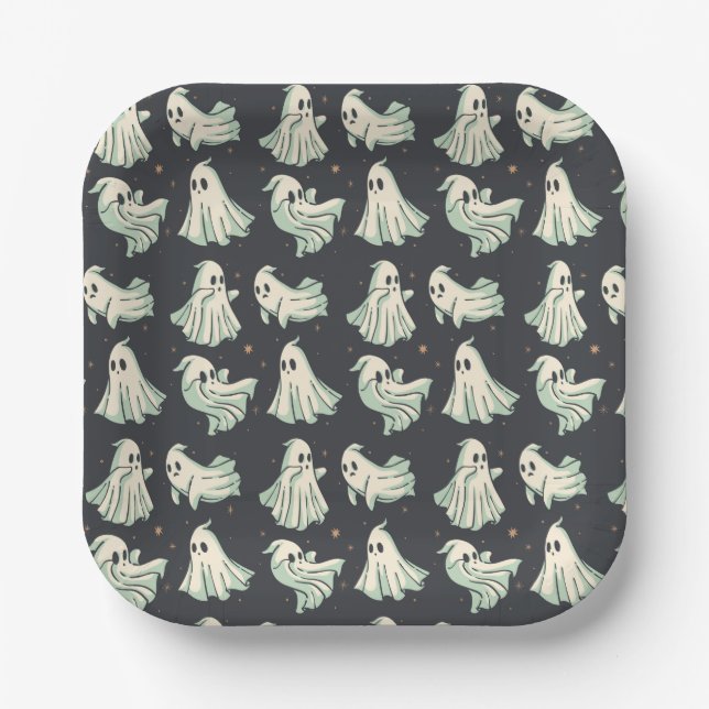 Plato De Papel Ghost Halloween Baby Shower (Anverso)