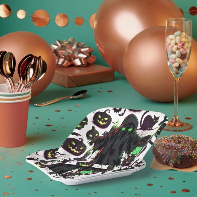 Plato De Papel Ghost Halloween Black (Multi)