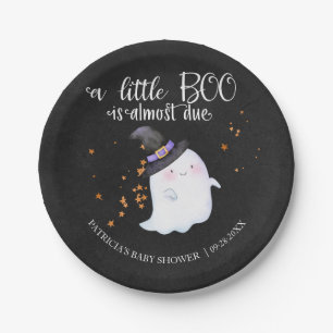 Plato De Papel Ghost Halloween Little Boo Chica Baby Shower