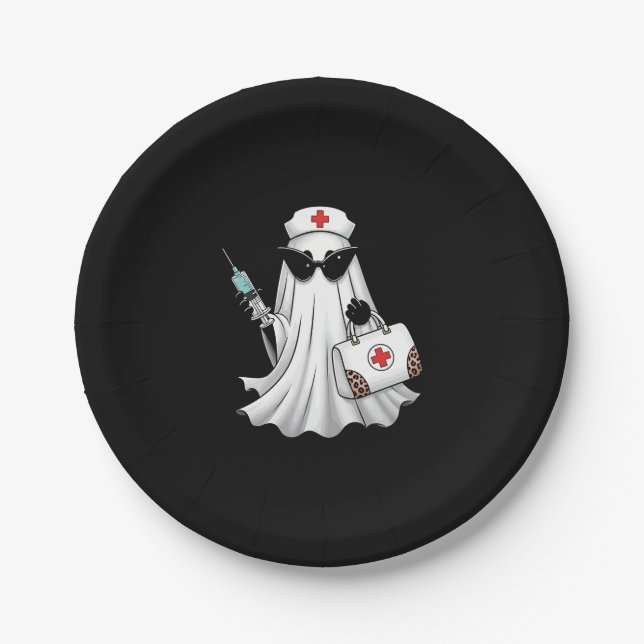 Plato De Papel Ghost Nurse Halloween (Anverso)
