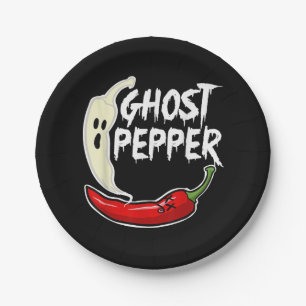 Plato De Papel Ghost Pepper Funny Spicny Hot Halloween Ghost Pepp
