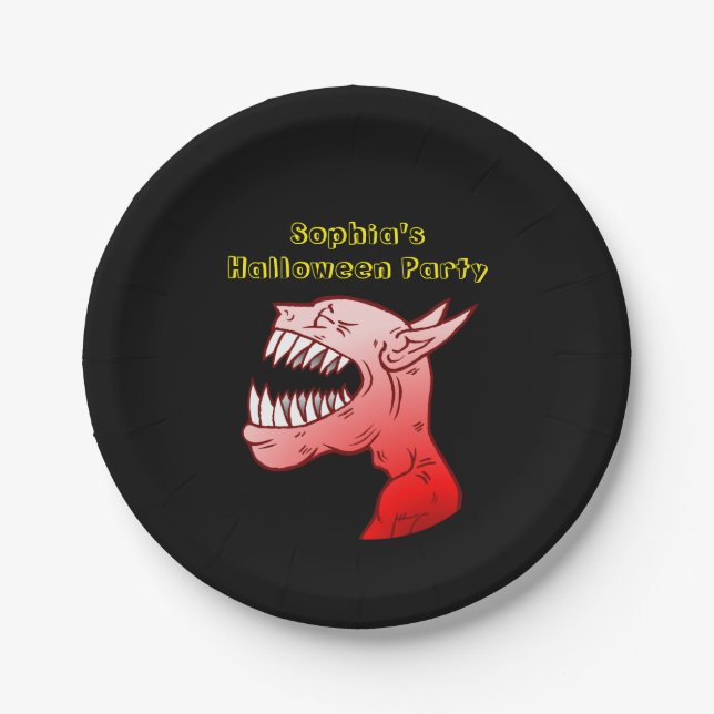 Plato De Papel Ghoul con una agradable risa (Anverso)