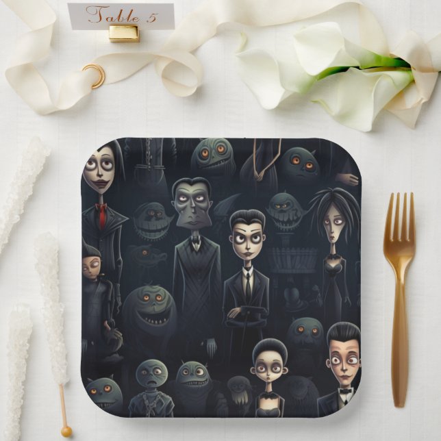 Plato De Papel "Ghoulish Ghost Face (Boda)