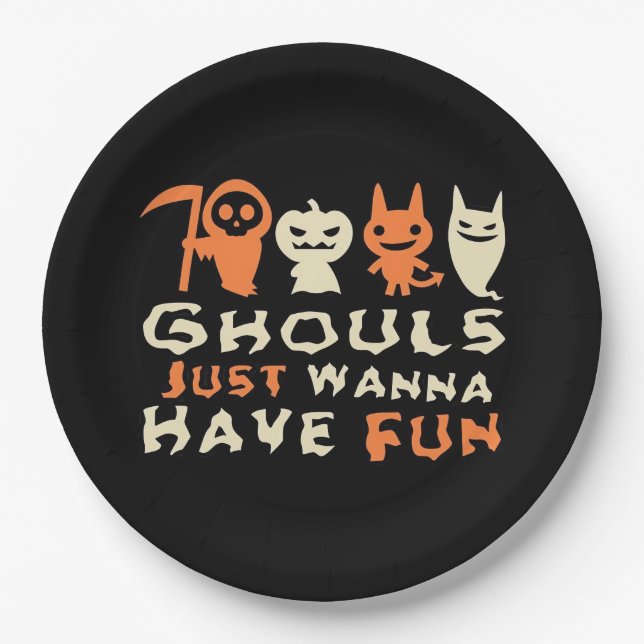 Plato De Papel Ghouls solo quiere divertirse con Sloth Halloween (Anverso)